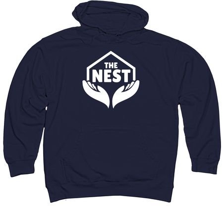 Nest Hoodie (White Logo), a Classic Navy Midweight Pullover Hoodie
