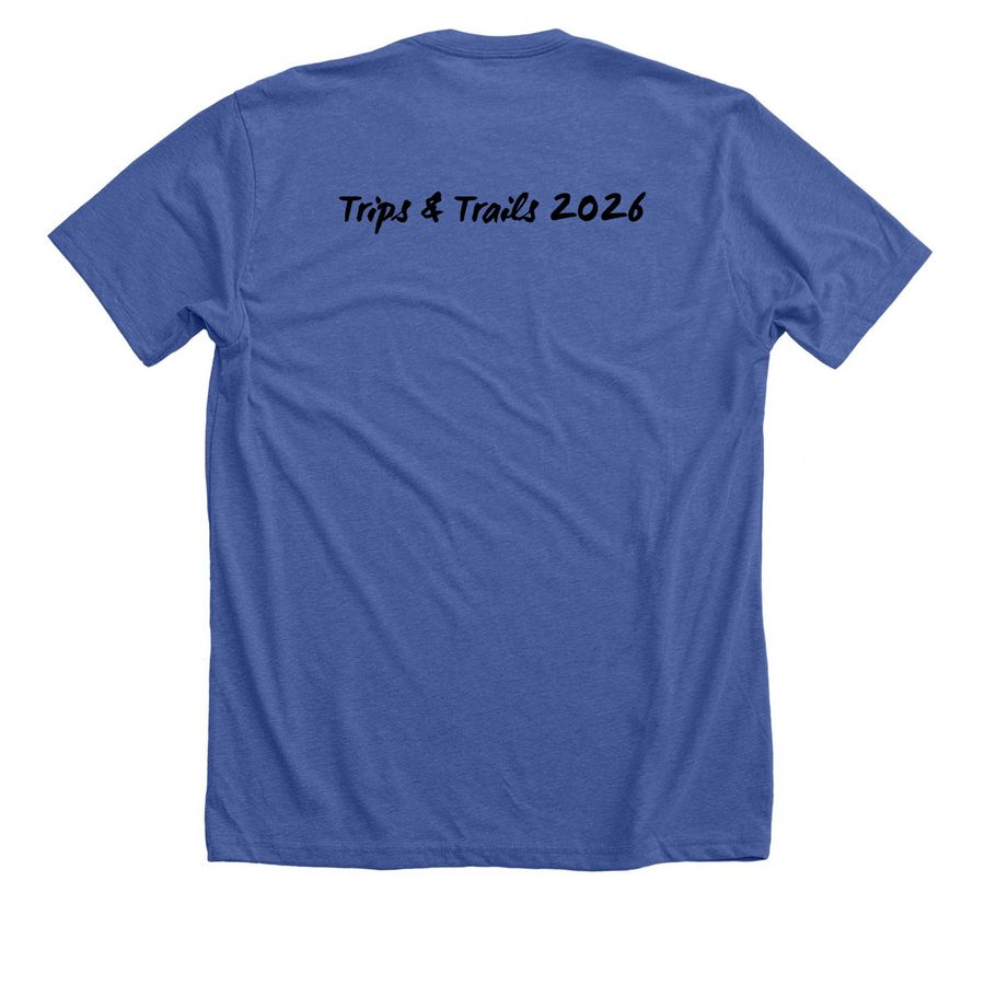 Trips & Trails #Nio, a Solid True Royal Premium Unisex Tee (back-view)