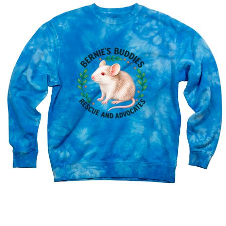 Bernie's Mouse Logo, a Aqua Blue Tie Dye Crewneck Sweatshirt