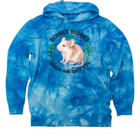 Bernie's Mouse Logo, a Aqua Blue Tie Dye Pullover Hoodie