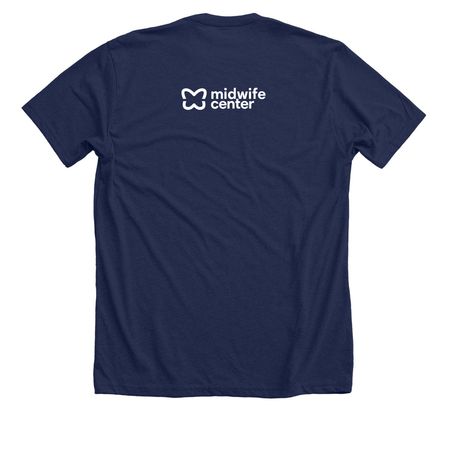 Support Your Local Birth Center, a Solid Navy Blend Premium Unisex Tee (back-view)