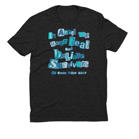 In April We Wear Teal, a Space Black Allmade Eco Triblend Unisex Tee