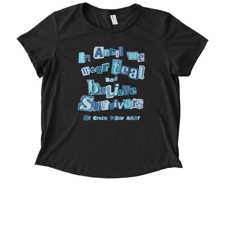 In April We Wear Teal, a Space Black Allmade Eco Triblend Women?s Scoop Neck Tee