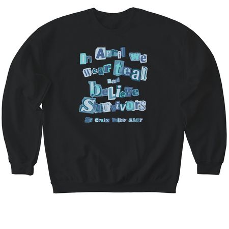 In April We Wear Teal, a Black Softstyle Crewneck Sweatshirt