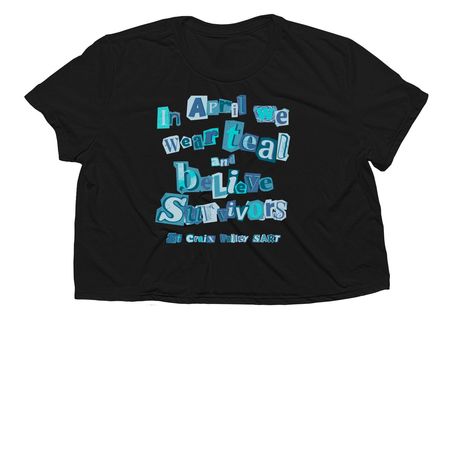 In April We Wear Teal, a Black Women?s Flowy Cropped Tee
