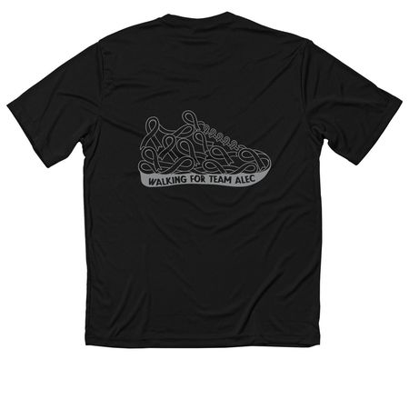 Walking for Team Alec, a Black Classic Performance Tee (back-view)