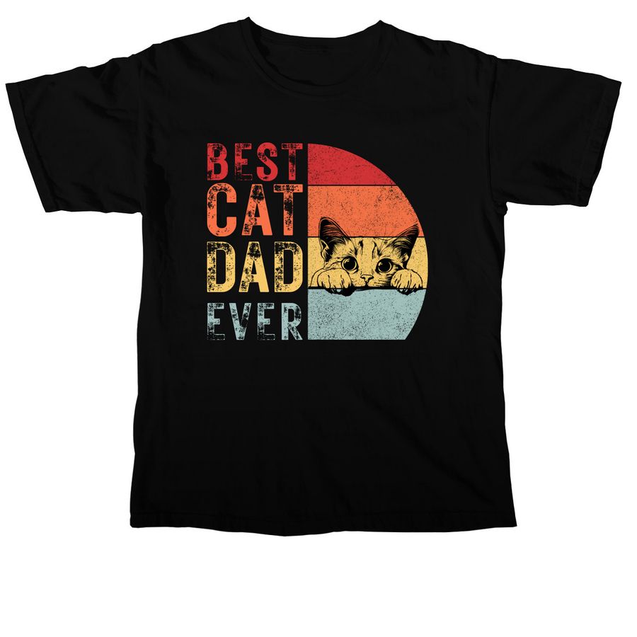 RETRO Best Cat Dad Ever, a Black Comfort Colors Unisex Tee