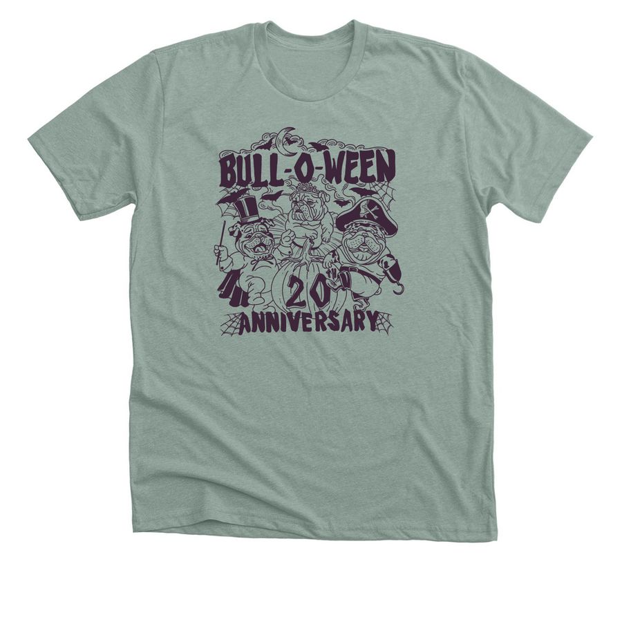 Bull-O-Ween's 20th anniversary, a Heather Sage Premium Unisex Tee