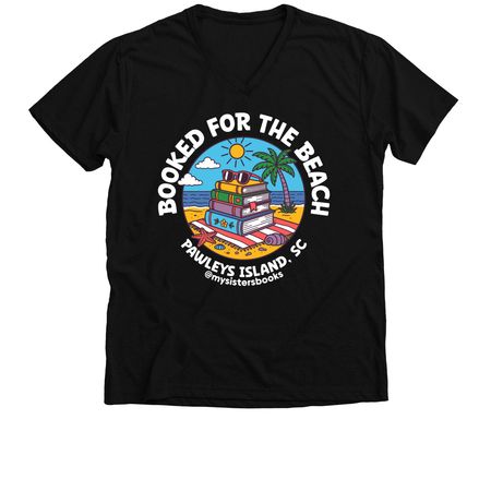 Booked for the Beach, a Solid Black Blend Premium V-Neck Tee