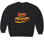 Love Beyond The Stick?, a Black Softstyle Crewneck Sweatshirt (back-view)
