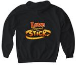 Love Beyond The Stick?, a Black Gildan Softstyle Pullover Hoodie (back-view)
