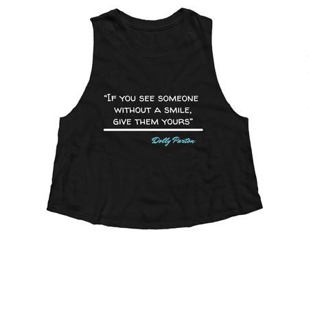 Dolly Quote of the day!, a Solid Black Blend Women?s Cropped Racerback Tank