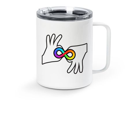 @SLINeurodiversity Travel Mug, a White Stainless Steel Travel Mug