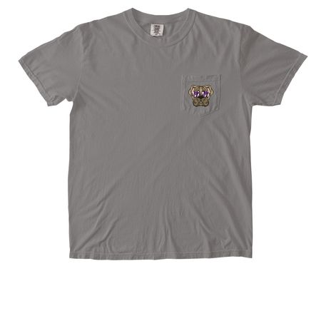 Bulldog Mascot Pocket Tee, a Grey Comfort Colors Pocket Tee (back-view)