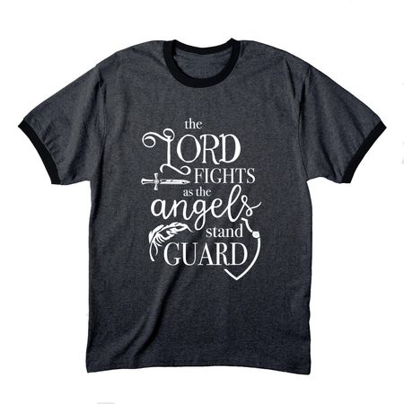 Shirts - White Logo, a Dark Heather Grey/ Jet Black Cotton Ringer Tee