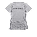 Mutual Aid Monday, a Dark Heather Grey Women's Slim Fit Tee (back-view)