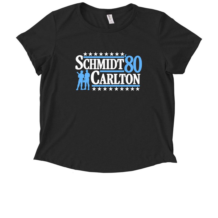 Mike Schmidt and Steve Carlton 80 Philadelphi, a Deep Black Allmade Eco Triblend Women?s Scoop Neck Tee
