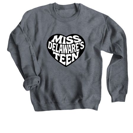 Miss DE's Teen Monochrome Heart, a Dark Heather Crewneck Sweatshirt