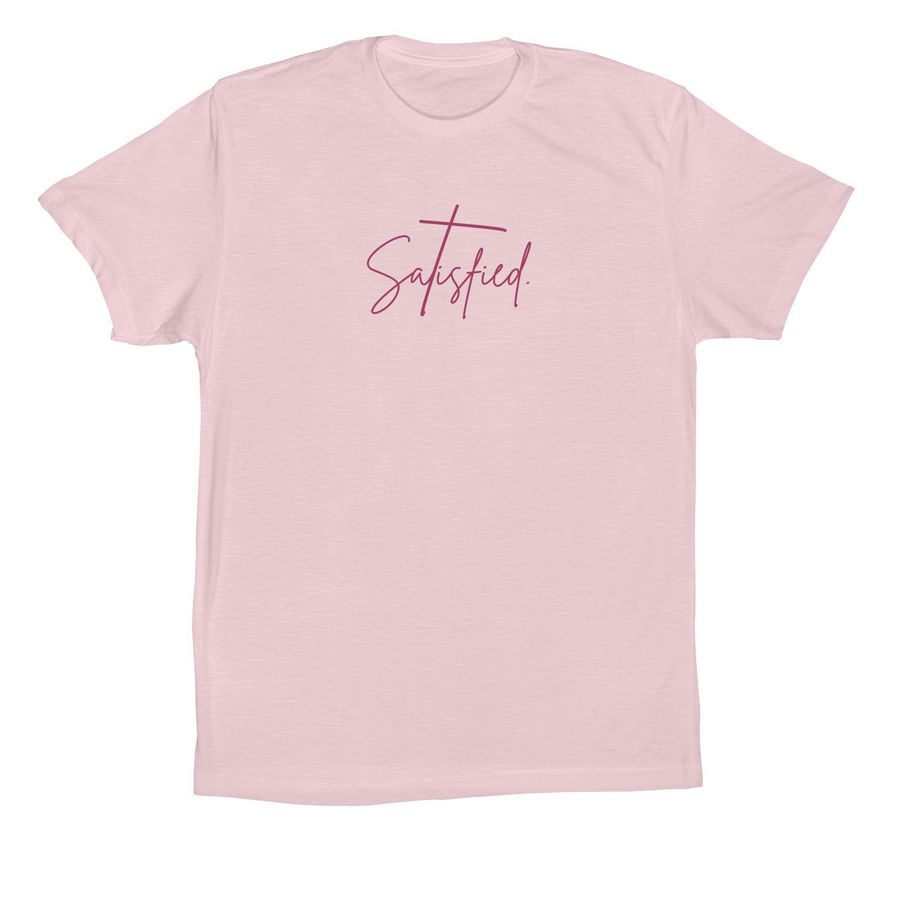 Satisfied - Pink, a Soft Pink Premium Cotton Tee