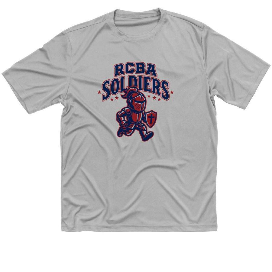 The Shielded Soldier Tee, a Silver Classic Performance Tee