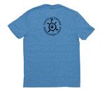 Turtle Tea Podcast, a Azure Blue Allmade Eco Triblend Unisex Tee (back-view)