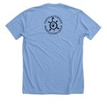 Turtle Tea Podcast, a Heather Carolina Blue Premium Unisex Tee (back-view)