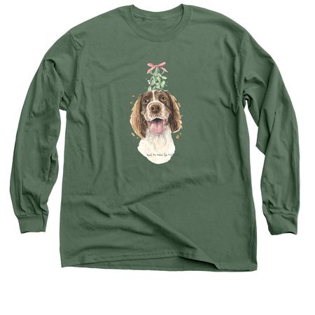 Meet Me Under The Mistletoe (Large Dog), a Military Green Classic Long Sleeve Tee