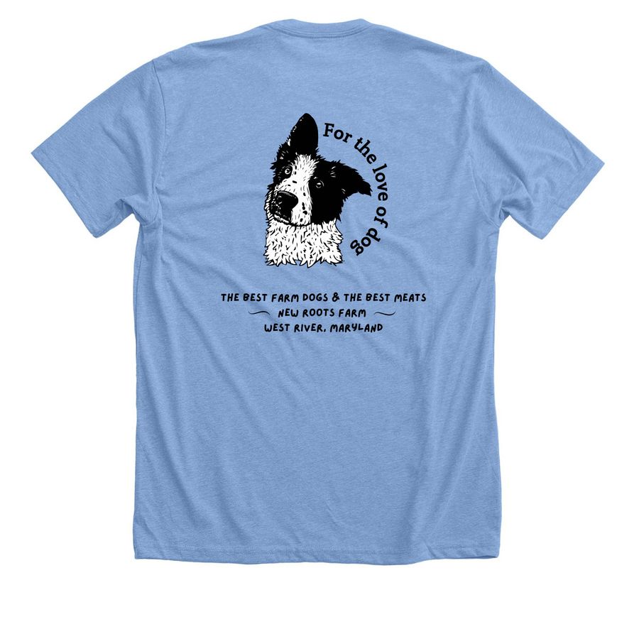 New Roots Farm Dogs, a Heather Carolina Blue Premium Unisex Tee