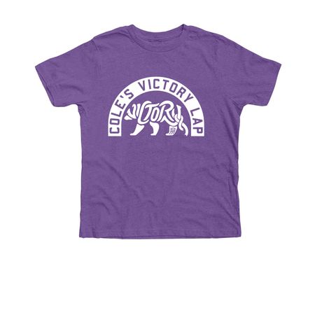 Cole's Victory Lap Kids - White Logo, a Heather Team Purple Premium Youth Tee