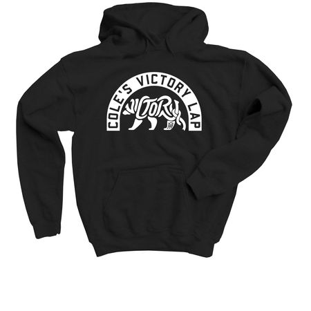 Cole's Victory Lap Kids - White Logo, a Black Youth Pullover Hoodie
