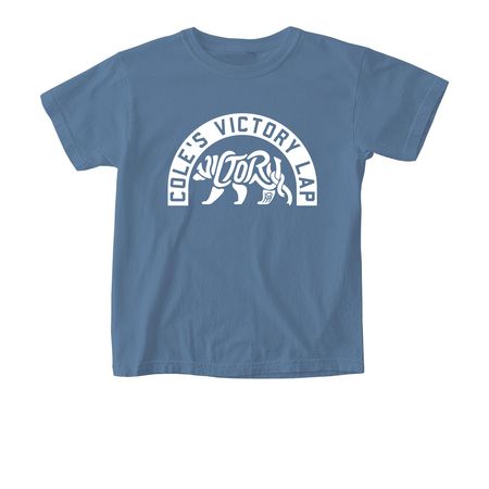 Cole's Victory Lap Kids - White Logo, a Blue Jean Comfort Colors Youth Tee