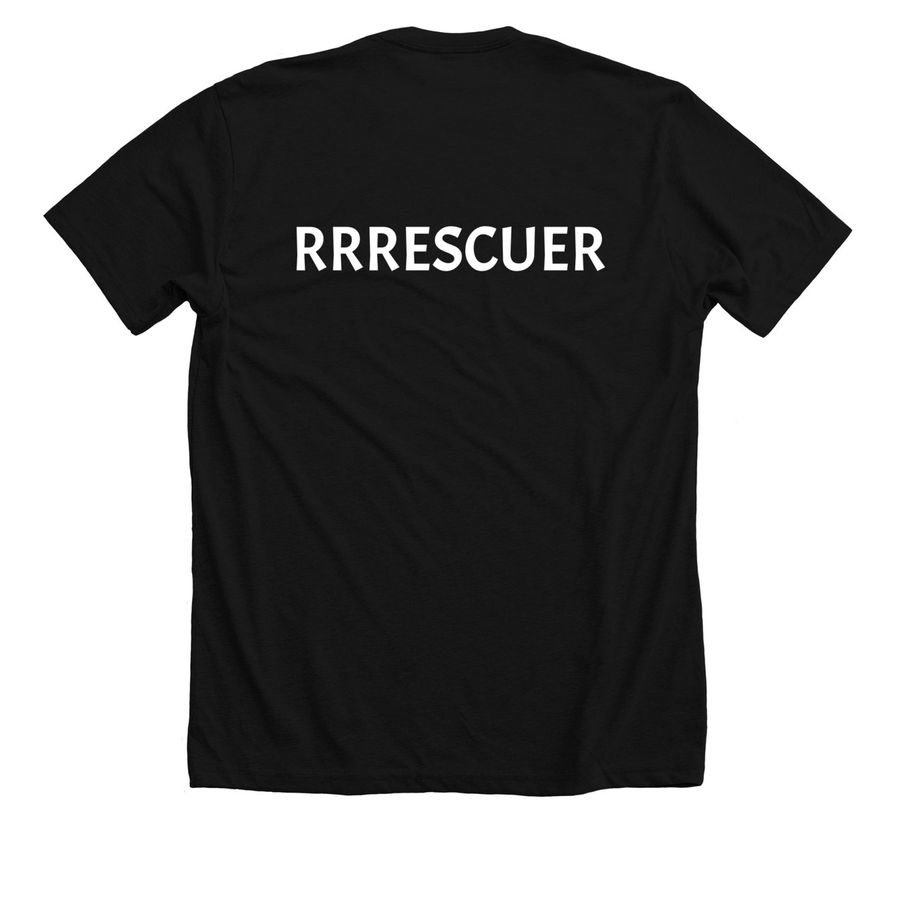 Love Rrrrescuer, a Solid Black Blend Premium Unisex Tee (back-view)
