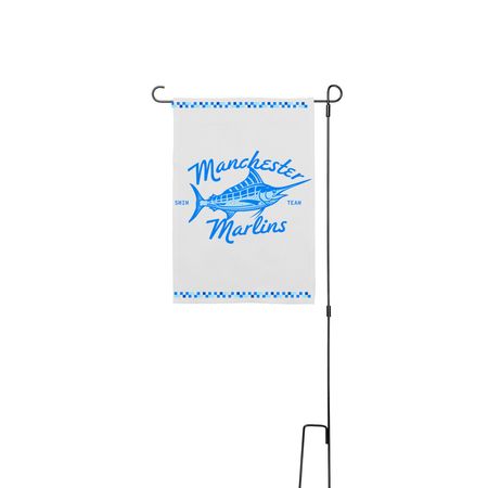 Marlins Swim Team Yard Sign, a White 12" x 18" Yard Flag with Stake
