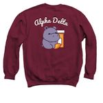 The Alpha Delta Crewneck, a Maroon Crewneck Sweatshirt (back-view)