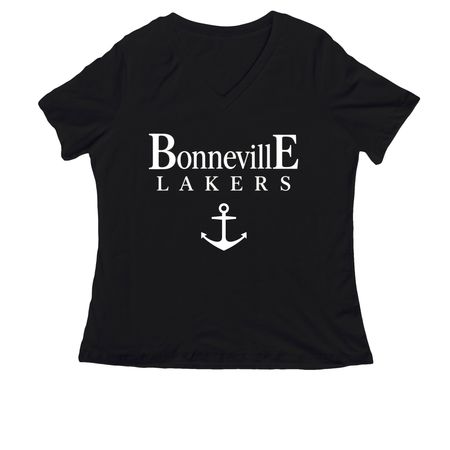 Bonneville Lakers, a Black Women's Relaxed V-Neck Tee