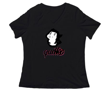 LOGO, a Black Women's Relaxed V-Neck Tee