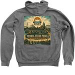 Peoria feeds Peoria Winter Gear, a Deep Heather Zip Up Hoodie (back-view)