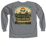 Peoria feeds Peoria Winter Gear, a Granite Comfort Colors Long Sleeve Tee (back-view)