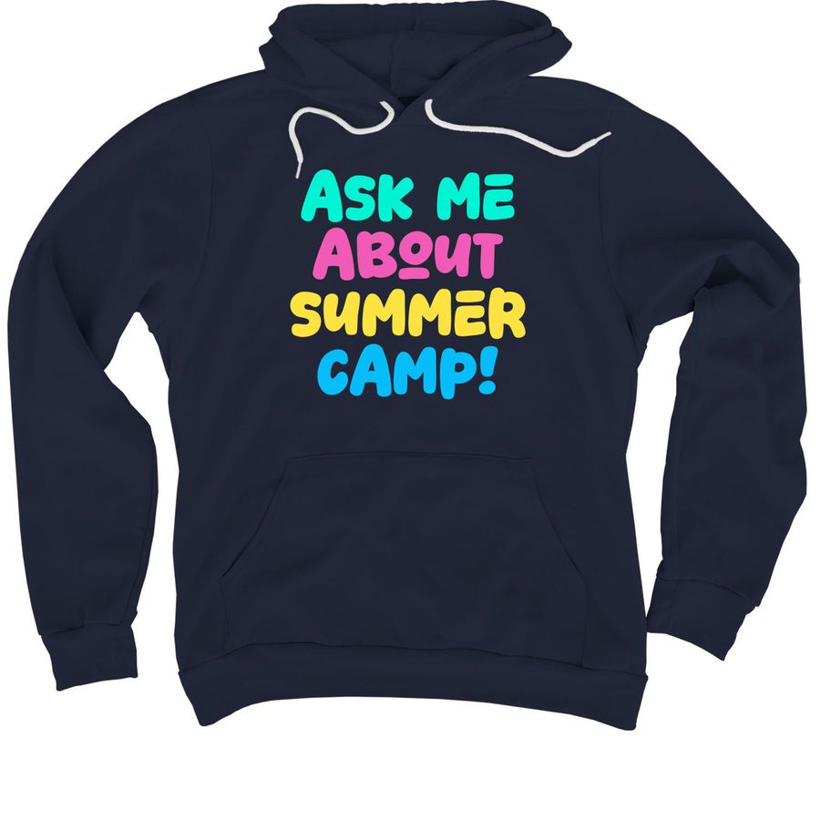 Ask Me About Summer Camp - Adult in Bold, a Navy Premium Pullover Hoodie