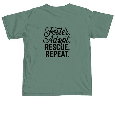 CCA-Foster Adopt Rescue Repeat, a Light Green Comfort Colors Unisex Tee