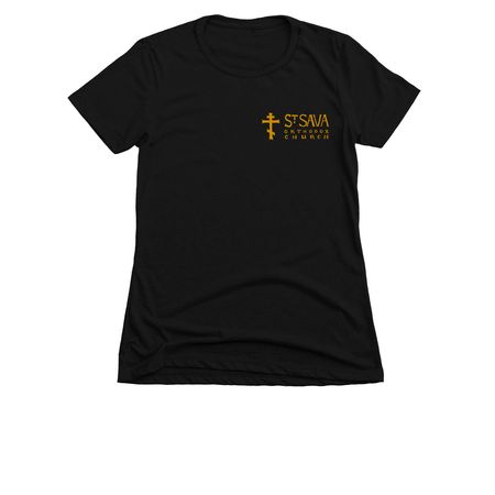 St. Sava Pascha Shirts - Gold Print, a Black Women's Slim Fit Tee