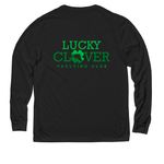 Lucky Clover Vaulting, a Deep Black Allmade Eco Triblend Long Sleeve Tee (back-view)