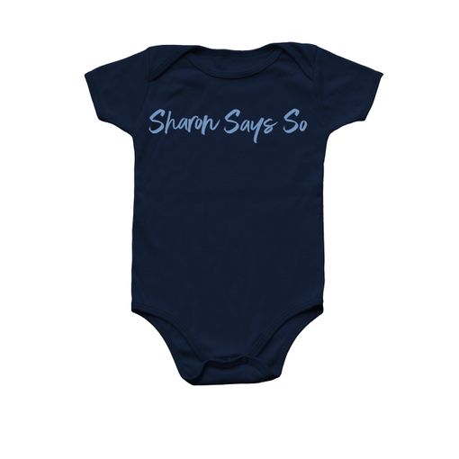 Sharon Says So, Blue Logo Navy Infant Onesie