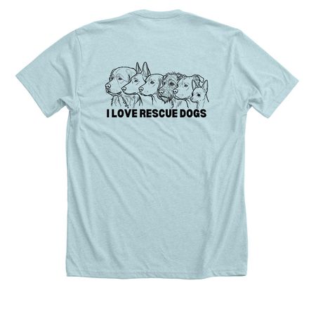 I LOVE RESCUE DOGS, a Heather Ice Blue Premium Unisex Tee