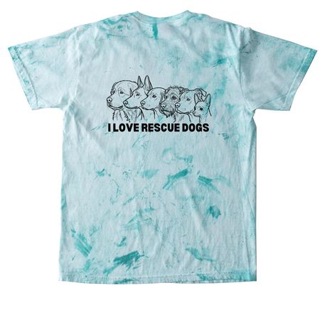 I LOVE RESCUE DOGS, a Sea Glass Comfort Colors Colorblast Tee