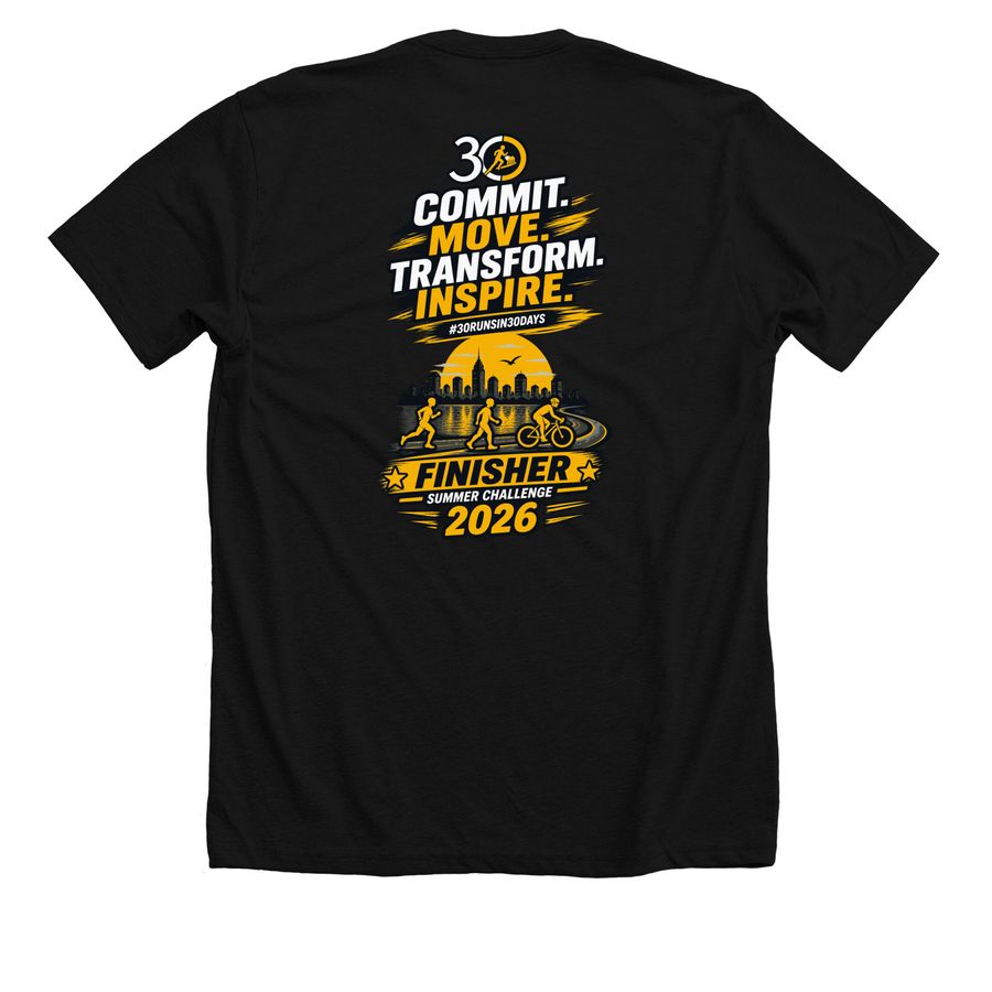 30 Runs Summer Challenge 2026, a Solid Black Blend Premium Unisex Tee (back-view)