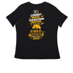30 Runs Summer Challenge 2026, a Black Women's Relaxed V-Neck Tee (back-view)