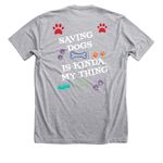 THESE T-SHIRTS SAVES LIVES, a Athletic Heather Premium Unisex Tee (back-view)