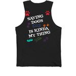 THESE T-SHIRTS SAVES LIVES, a Black Premium Cotton Tank (back-view)