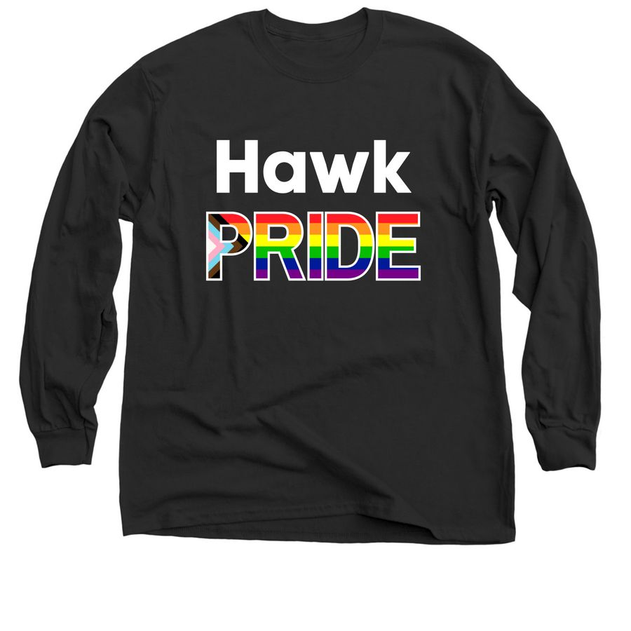 Hawk Pride (White Text), a Black Classic Long Sleeve Tee